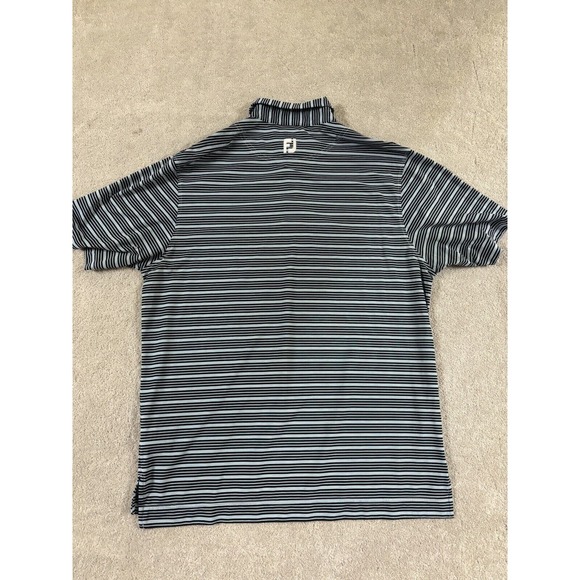 FootJoy FJ Men's Blue & White Striped Golf Polo Shirt Large - Nice - Picture 4 of 5